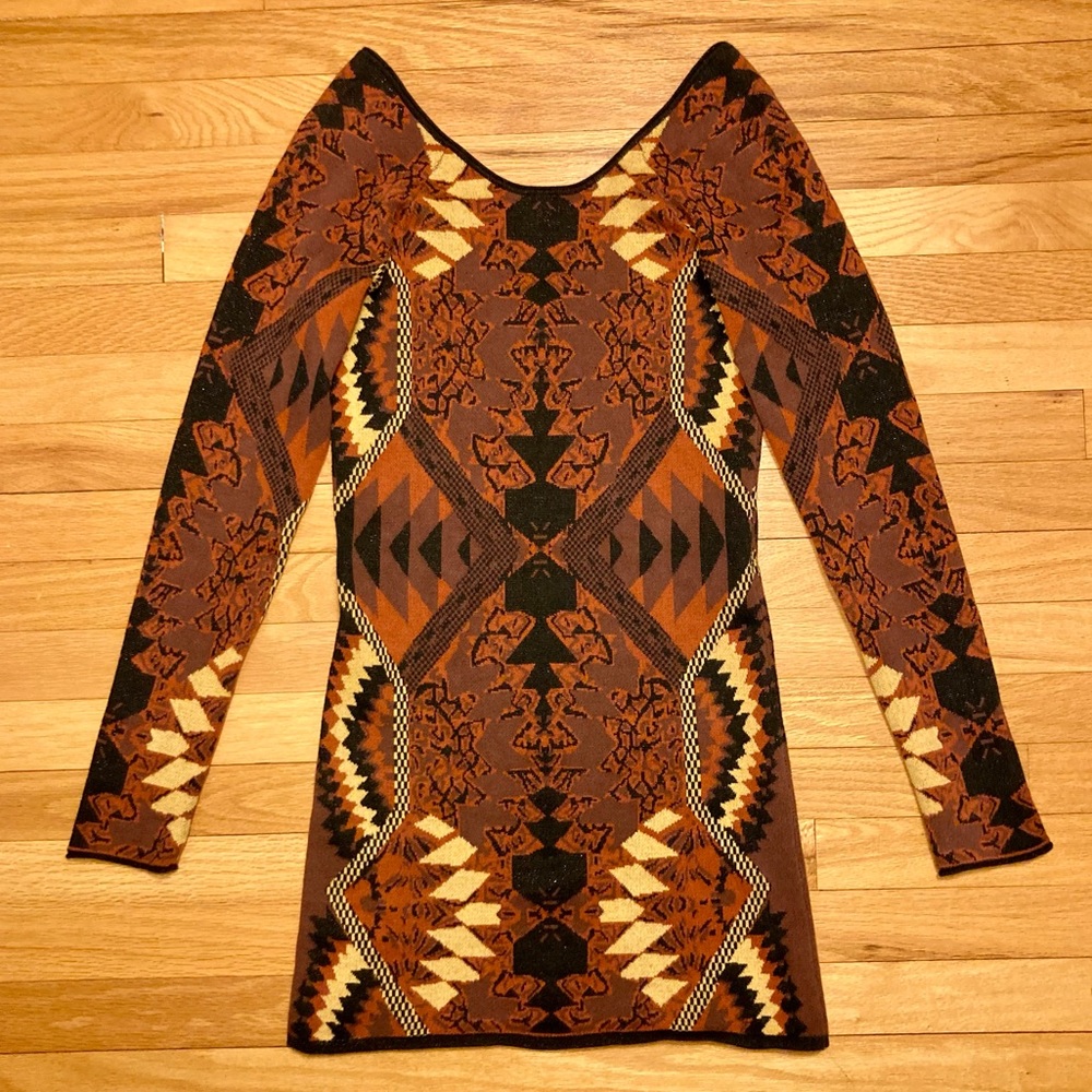 Free People Knit Body Con Long Sleeved Dress